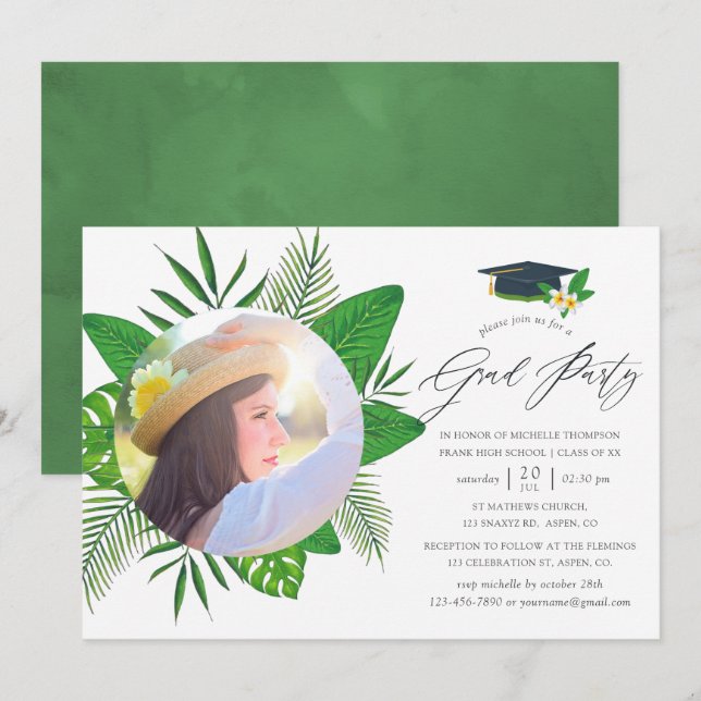 Convites Festa de formatura Tropical de Verão (Frente/Verso)