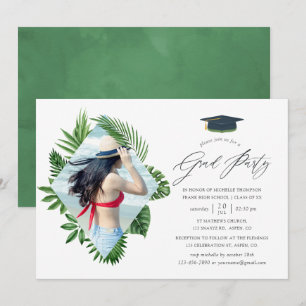Convites Festa de formatura Tropical de Verão de Aquarela