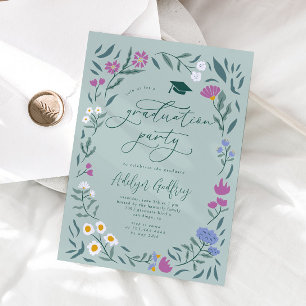 Convites Festa de formatura Verde de Flores Selvagens
