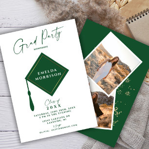 Convites Festa de formatura Verde de Foto Simples Moderna 2