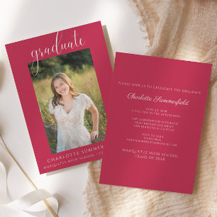 Convites Festa de formatura Vermelho e Branco da Foto