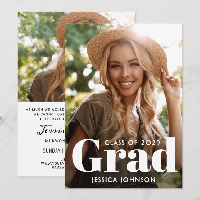 Convites Festa de formatura VIRTUAL de Foto Moderna 2 (Frente/Verso)