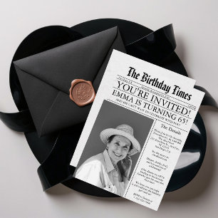 Convites Festa de Foto de 65º aniversário de Diversão Única