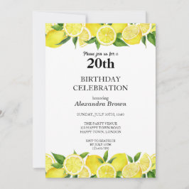 Convites Festa de Foto de Aniversário de Lemon 20 de Waterc