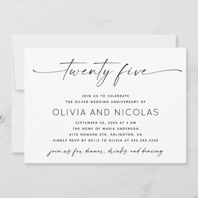 Convites Festa de Foto do Aniversário do Casamento Moderno  (Frente)