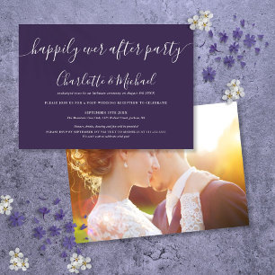 Convites Festa de Fotografia de Casamento Purple Happily Ev