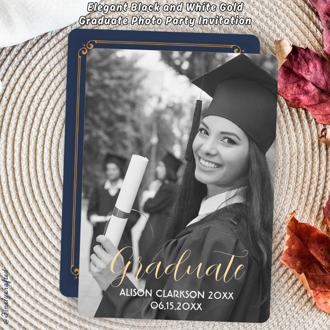 Convites Festa de Fotografia do Formando Dourado Elegante,  (Criador carregado)