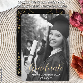 Convites Festa de Fotografia do Formando Dourado Elegante,