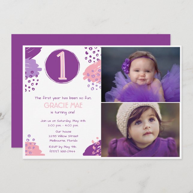 Convites Festa de Fotografia do primeiro aniversario 2 da B (Frente/Verso)