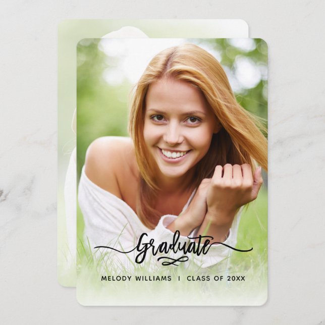 Convites Festa de Fotografia Formando 2 com Caligrafia Mode (Frente/Verso)