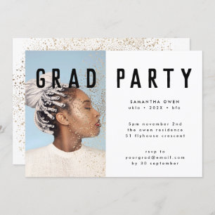 Convites Festa de Fotografias de Formandos Elegantes Dourad