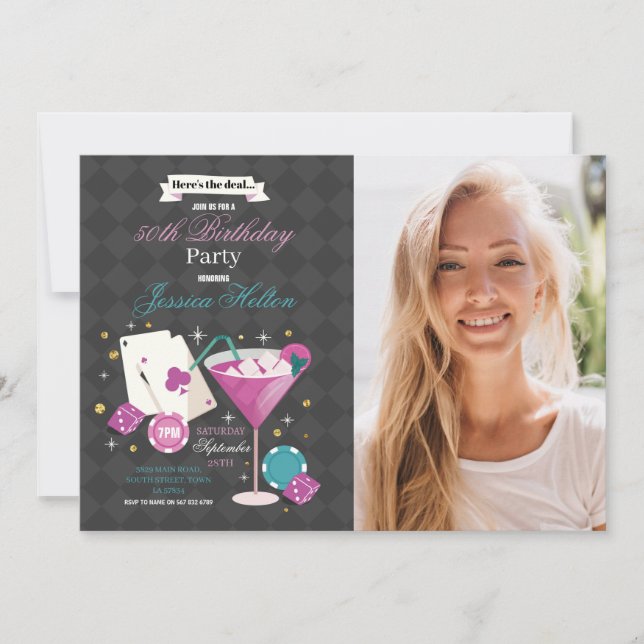 Convites Festa de Fotografias do Casino Dice de Aniversário (Frente)