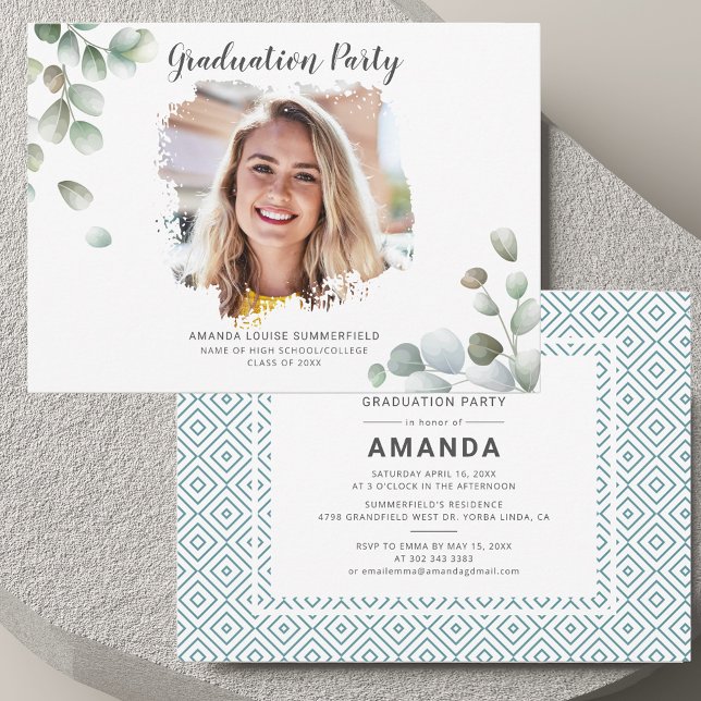 Convites Festa de Fotos de Formatura 2026 (Photo Graduation 2025 Botanical Party Invitation)