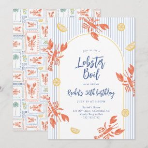 Convites Festa de frutos do mar fervura de lagosta listras 