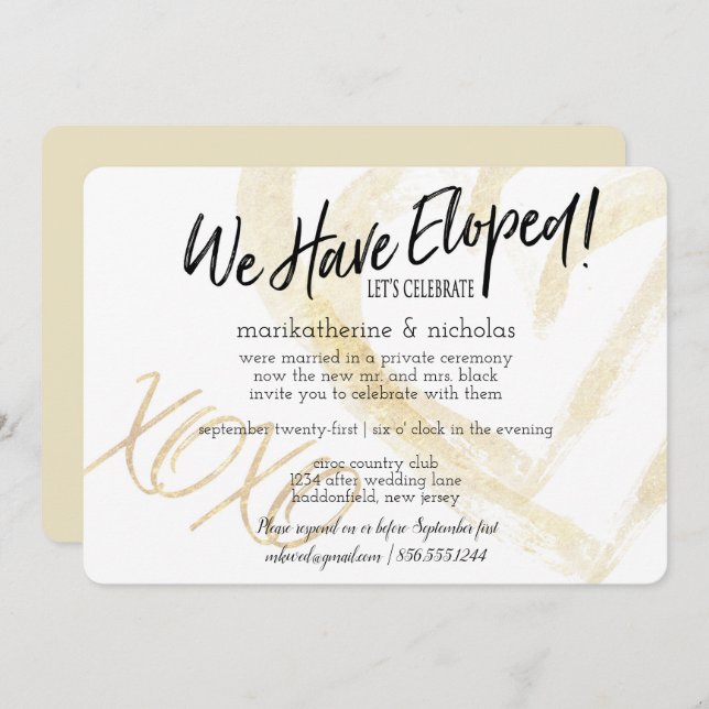 Convites Festa de Fuga de Abraços, Beijos e Corações (Frente/Verso)