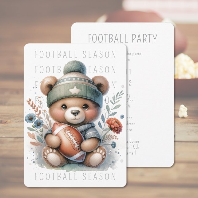 Convites Festa de Futebol Cute (Cute Football Party Invitation (front and back))