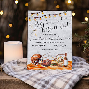 Convites Festa de futebol em casa ou Chá Tailgate Baby Q