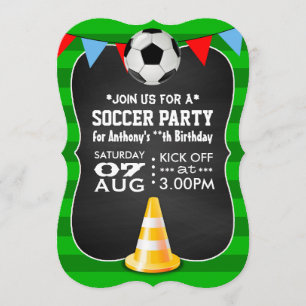 Convites Festa de Futebol ou Soccer no Quadro Negro