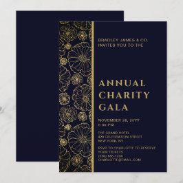 Convites Festa de Gala de Elegante Blue Botanic Charity Eve