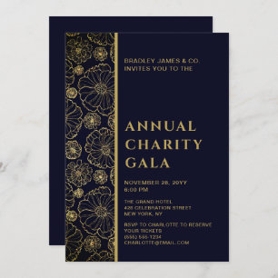 Convites Festa de Gala de Elegante Blue Botanic Charity Eve