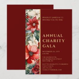 Convites Festa de Gala do Elegante Red Green Floral Charly