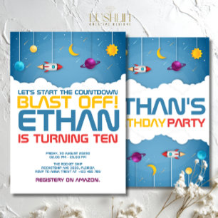 Convites Festa de Galáxia Cósmica de Aniversário do Espaço 