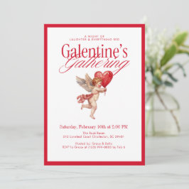 Convites Festa de Galentine do Cupido Vintage
