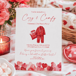 Convites Festa de Galentine’s de pijama aconchegante e conf