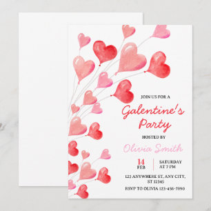 Convites FESTA DE GALENTINES DAY COM BALÕES DE Aquarela