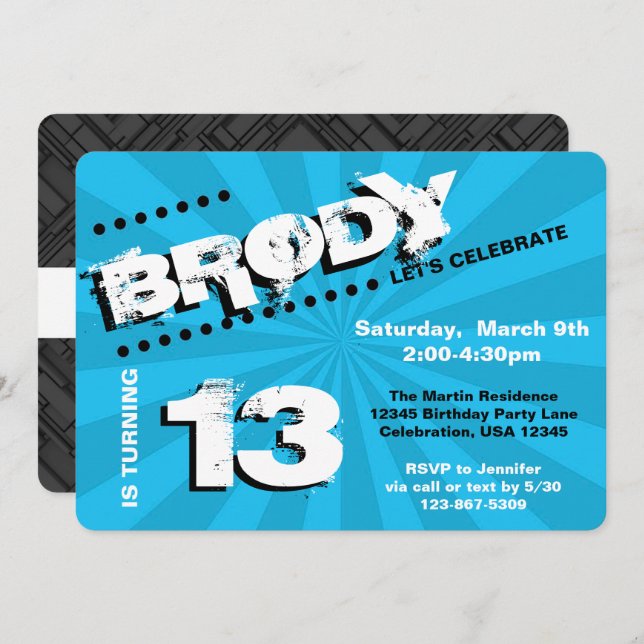 Convites Festa de Garoto de Grafite de Adolescente/Adolesce (Frente/Verso)