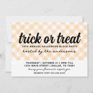 Convites Festa de Gingham do Halloween
