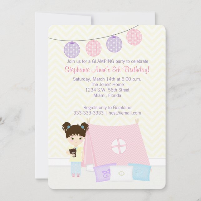 Convites Festa de Glamping para Dormir (Frente)