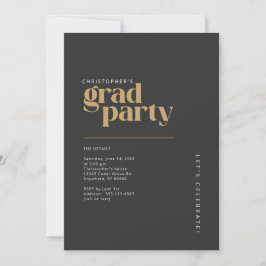 Convites Festa de Graduação 2026 Moderna Carvão Dourado