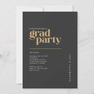 Convites Festa de Graduação 2026 Moderna Carvão Dourado