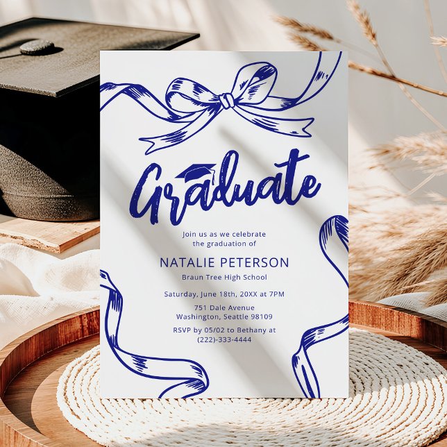 Convites Festa de Graduação Arco Azul Doodle Moderno (Criador carregado)