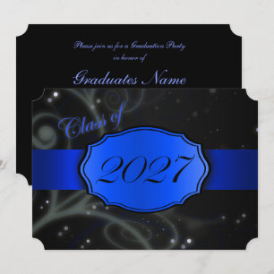 Convites Festa de Graduação Azul e Preta 2027
