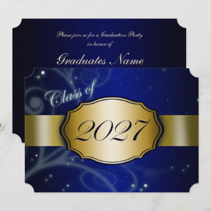 Convites Festa de Graduação Blue and Gold 2027