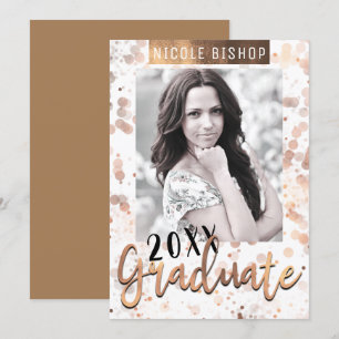 Convites Festa de Graduação Bronze Dourado Foto de Graduado