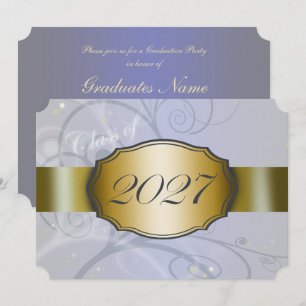 Convites Festa de Graduação Colheita Azul Céu e Dourado 202