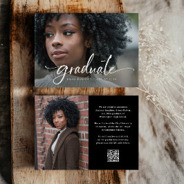 Convites Festa de Graduação com Código QR de Foto Preta e L