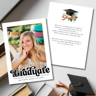Convites Festa de Graduação com Foto em Estilo Retrô