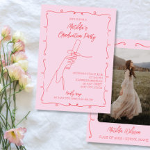 Festa de Graduação com Foto em Rosa e Vermelho Des