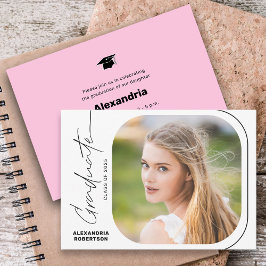 Convites Festa de Graduação com Foto Minimalista em Rótulo 