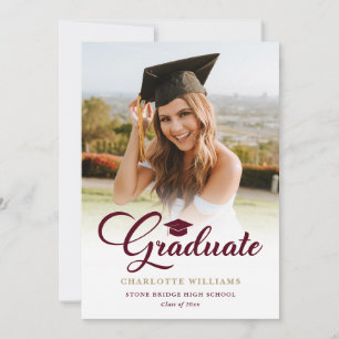 Convites Festa de Graduação com Foto Moderna em Dourado e B