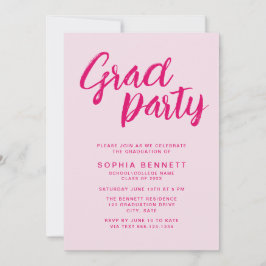 Convites Festa de Graduação com Moderna Tipografia Rosa em 