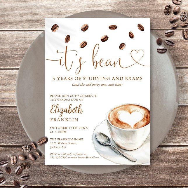 Convites Festa de Graduação com Tema de Café Divertido Mode (Modern Fun Coffee Themed Graduation Party Invitation)