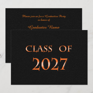 Convites Festa de Graduação da Turma de 2027 Laranja e Pret