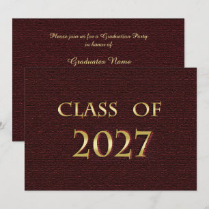 Convites Festa de Graduação da Turma de 2027 Marrom e Doura