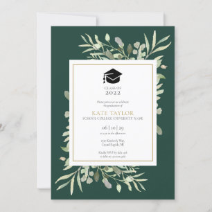 Convites Festa de Graduação de Foto com Verde Esmeralda Ele