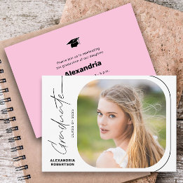 Convites Festa de Graduação de Foto Minimalista com Rótulo 